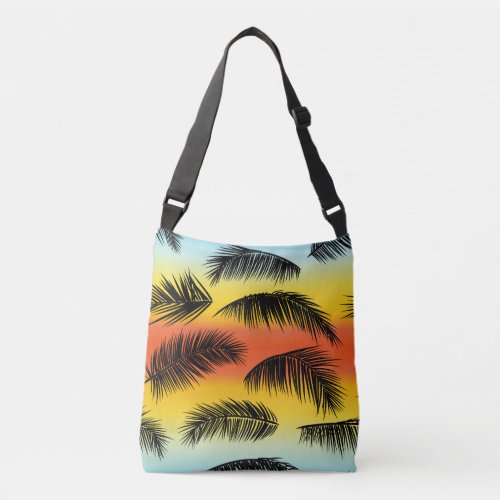 Palm tree leaves seamless pattern crossbody bag
