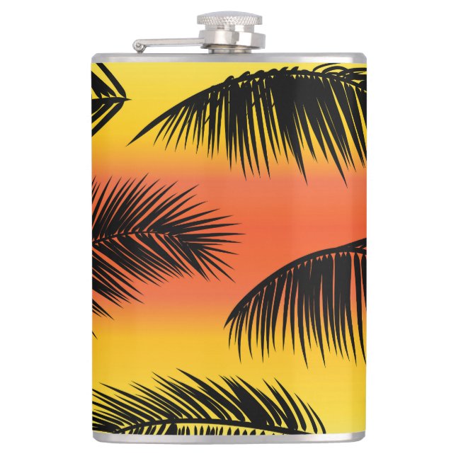 Palm tree leaves: seamless pattern. flask (Front)