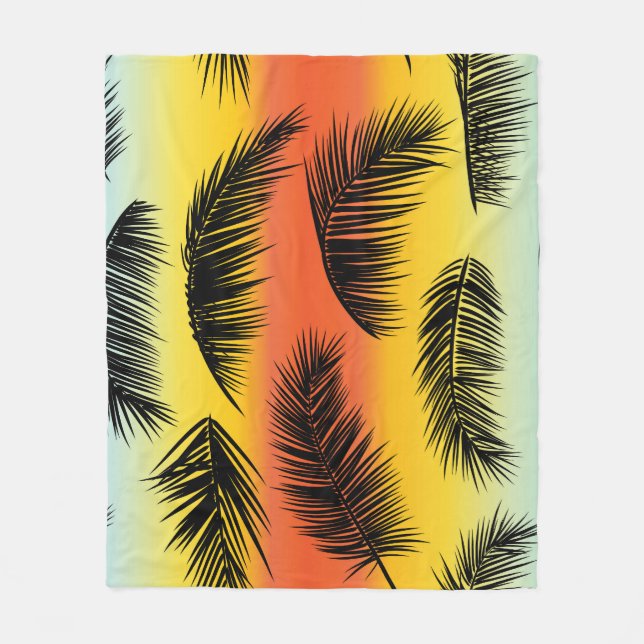 Palm tree leaves: seamless pattern. fleece blanket (Front)