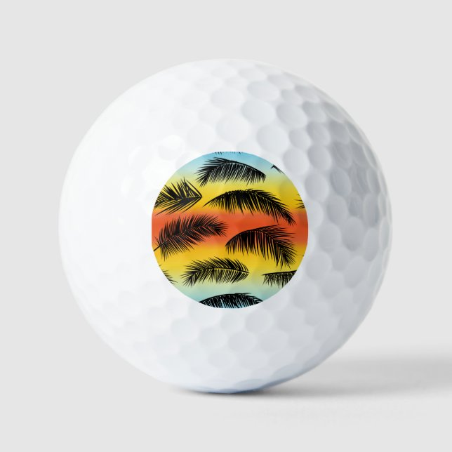 Palm tree leaves: seamless pattern. golf balls (Front)