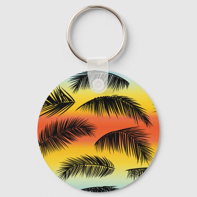 Palm tree leaves: seamless pattern. keychain (Front)