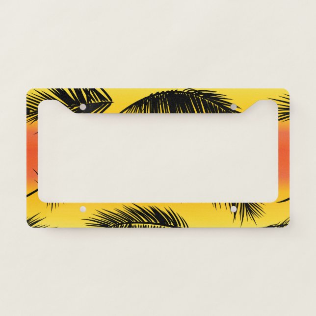 Palm tree leaves: seamless pattern. license plate frame (Front)