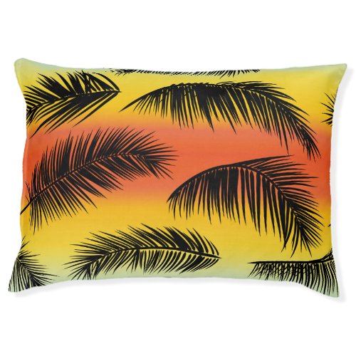 Palm tree leaves seamless pattern pet bed
