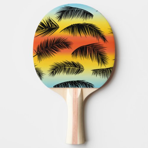 Palm tree leaves seamless pattern ping pong paddle