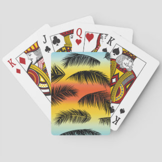 Palm tree leaves: seamless pattern. poker cards