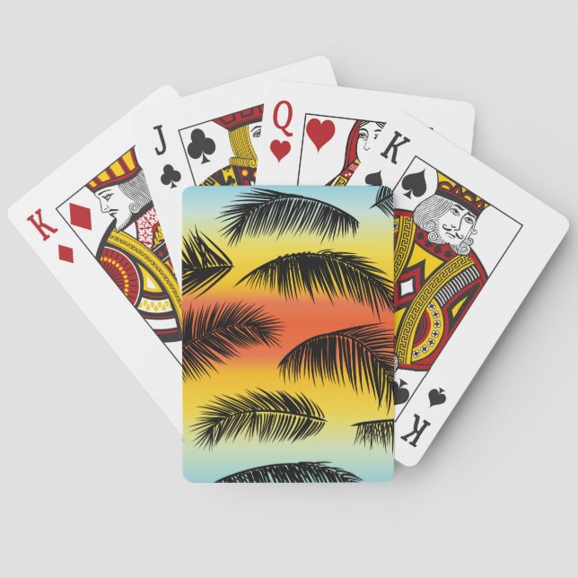 Palm tree leaves: seamless pattern. poker cards (Back)