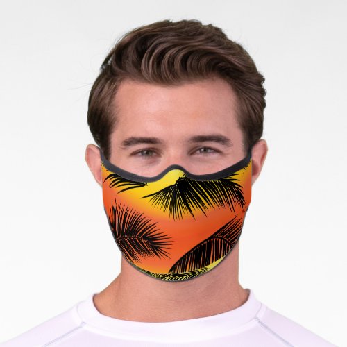 Palm tree leaves seamless pattern premium face mask
