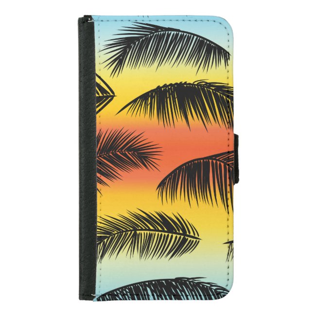 Palm tree leaves: seamless pattern. samsung galaxy wallet case (Front)