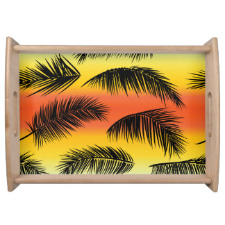 Palm tree leaves: seamless pattern. serving tray