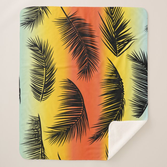 Palm tree leaves: seamless pattern. sherpa blanket (Front)