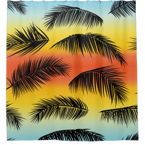 Palm tree leaves seamless pattern shower curtain