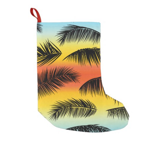 Palm tree leaves seamless pattern small christmas stocking