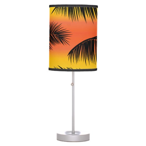 Palm tree leaves seamless pattern table lamp