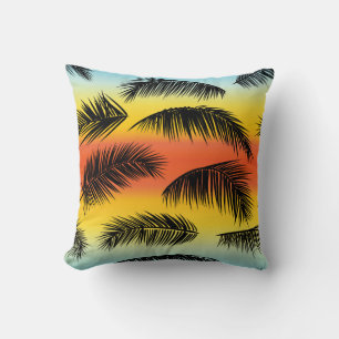 Palm tree leaves: seamless pattern. throw pillow