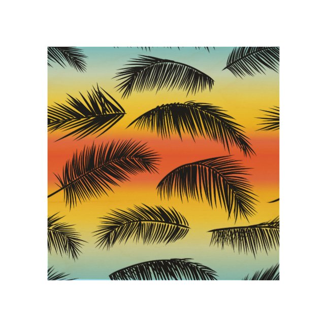 Palm tree leaves: seamless pattern. wood wall art (Front)