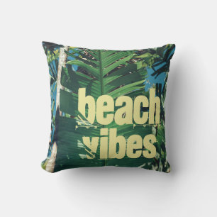 Palm Tree Leaves Sun Rays Beach Vibes Cushion