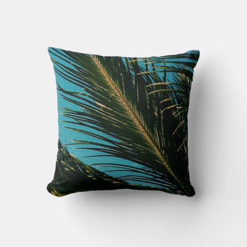 Palm Tree Leaves Throw Pillow  Cushion