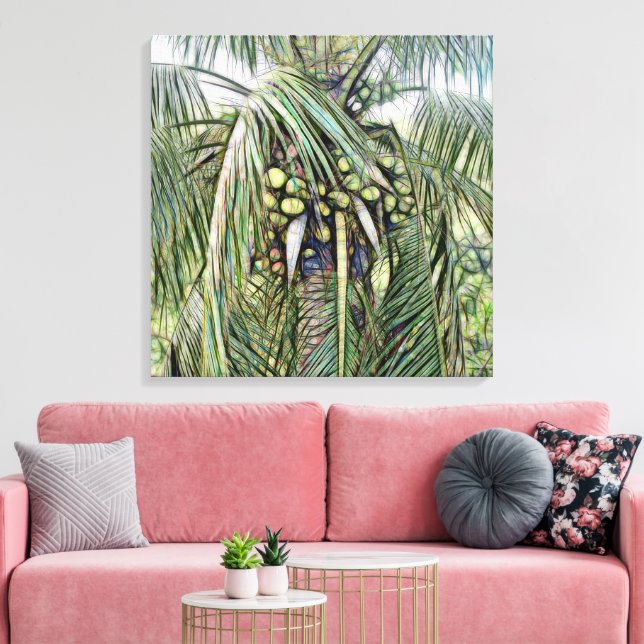 Palm Tree Leaves Tropical Botanical Greenery  Canvas Print (Insitu(LivingRoom))