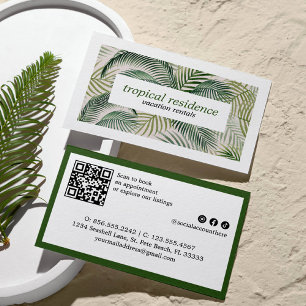 Palm tree leaves tropical Island COASTAL  Business Card