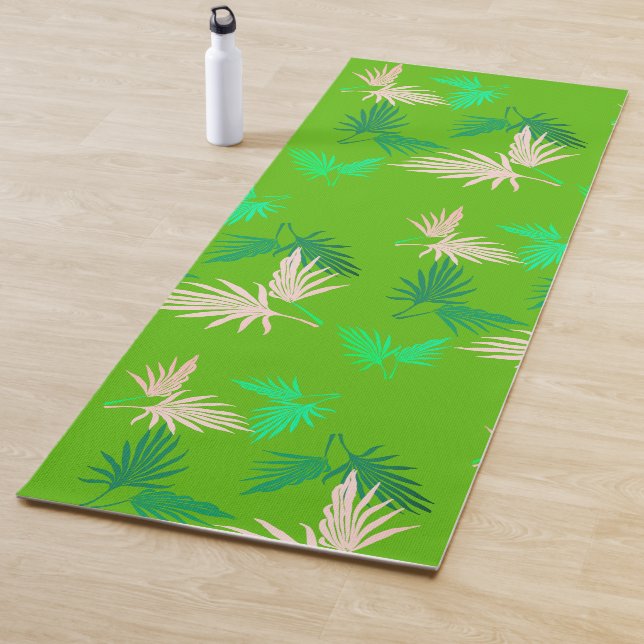 Palm Tree Leaves Tropical Pattern Yoga Mat (In Situ)