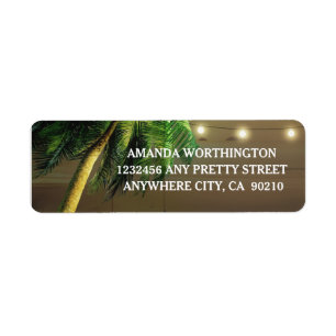 Palm Tree Lights Beach Wedding Address Labels