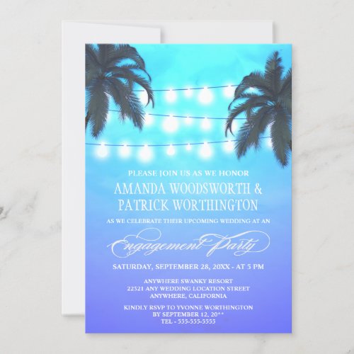 Palm Tree Lights Engagement Party Invitations