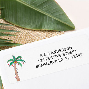 Palm Tree Lights Watercolor return address Label