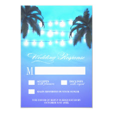 Palm Tree Lights Watercolor Wedding RSVP Cards