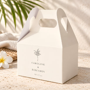 Palm Tree Line Art Custom Destination Wedding Favor Boxes