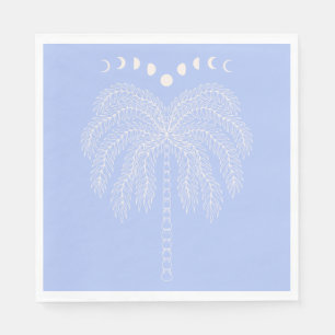 Palm tree line drawing white lilac moon phases napkins