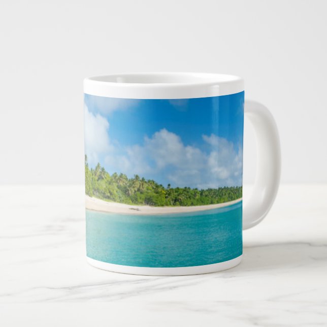 Palm tree lined beach, Tonga Giant Coffee Mug (Front Right)