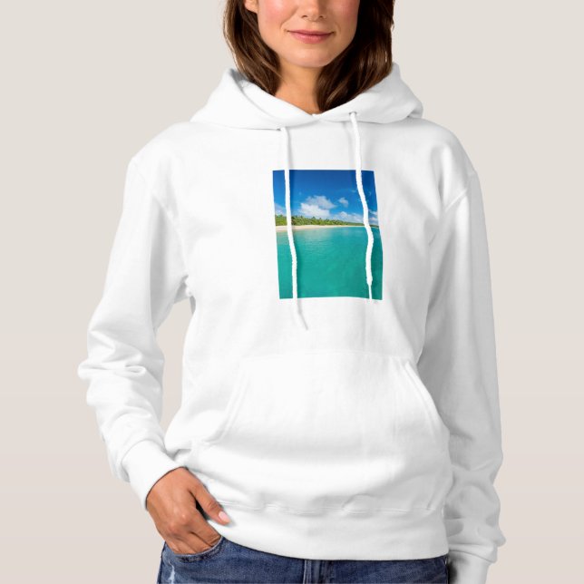 Palm tree lined beach, Tonga Hoodie (Front)
