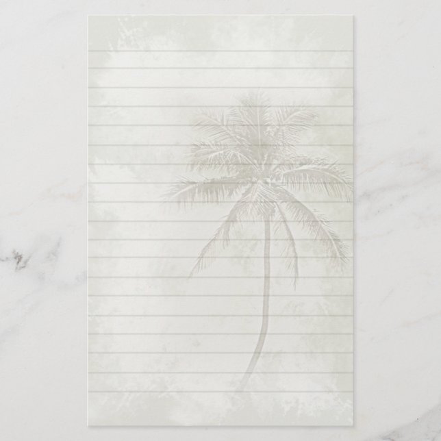 Palm Tree Lined Stationery - Sand Color (Front)
