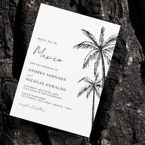 Palm Tree Meet Us in Travel Destination Wedding Invitation