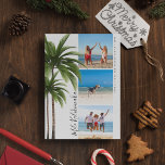 Palm Tree Mele Kalikimaka Christmas Photo Collage Holiday Card<br><div class="desc">Send family and friends tropical holiday greetings - hawaiian style with these simple christmas photo collage holiday cards. Featuring 3 of your favorite photographs on a classic white background,  two tropical palm trees,  the Hawaiian Christmas greeting 'Mele Kalikimaka' in elegant calligraphy script typography,  your name and the year.</div>