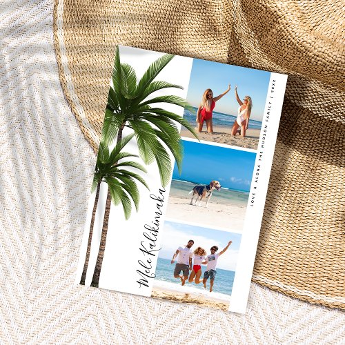 Palm Tree Mele Kalikimaka Christmas Photo Collage Holiday Card