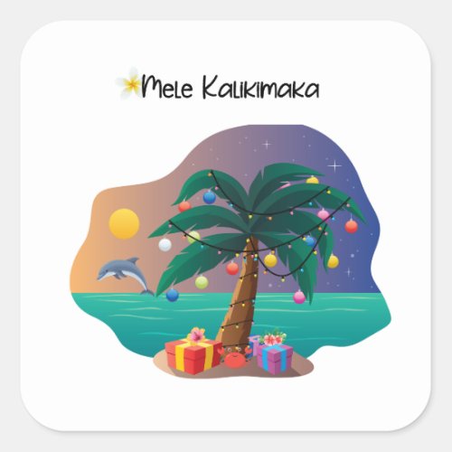Palm Tree Mele Kalikimaka    Square Sticker
