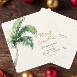 Palm Tree Merry Christmas From Our New Home Announcement<br><div class="desc">Christmas Holiday Coastal Moving Palm Tree Announcement you can easily customize by clicking the "Personalize" button. Add your custom message and names on the reverse side</div>