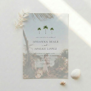 Palm Tree Minimal Elegant Wedding Vellum Invitations