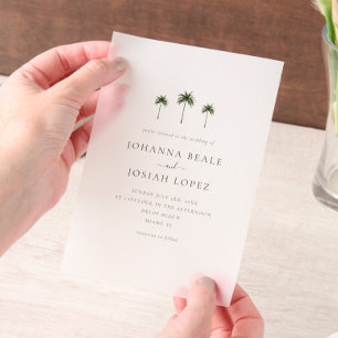 Palm Tree Minimal Elegant Wedding Vellum Invitations