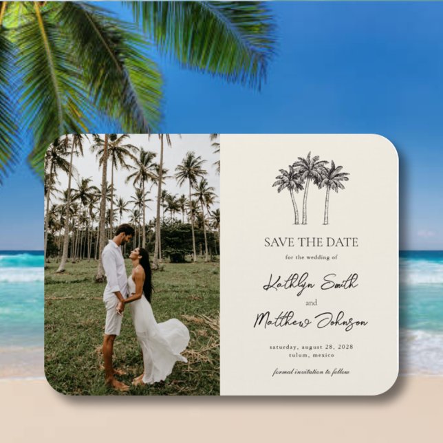 Palm Tree Minimalist Destination Save The Date Magnet (Creator Uploaded)
