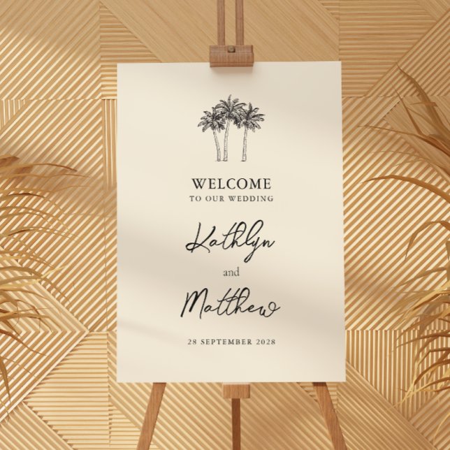 Palm Tree Minimalist Destination Wedding Welcome Foam Board (Creator Uploaded)
