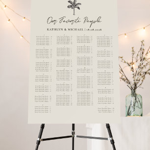 Palm Tree Minimalist Wedding Alphabetical Seating Foam Board