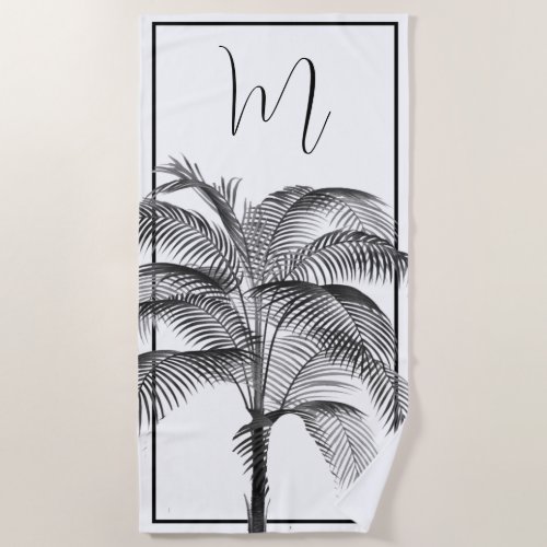 Palm Tree Modern Black Frame Personal Beach Towel