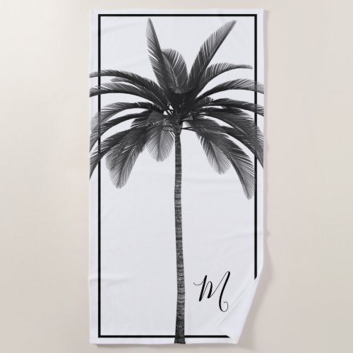 Palm Tree Modern Black White Personal Beach Towel