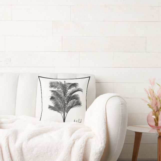 Palm Tree Modern Black White Personal Throw Pillow (Couch)