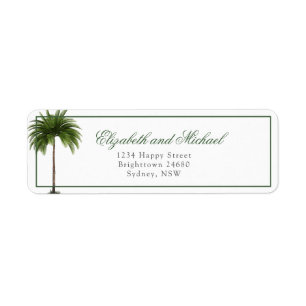 Palm Tree Modern Elegant Chic Wedding Label