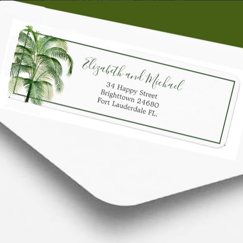 Palm Tree Modern Elegant Green Label