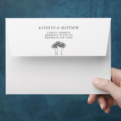 Palm Tree Modern Minimalist Destination Wedding Envelope
