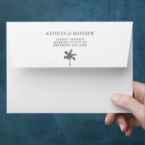 Palm Tree Modern Minimalist Destination Wedding Envelope